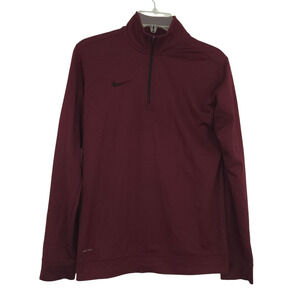 Nike Dri-Fit Running Pullover Womens Small Maroon Red, Quarter Zip, Thumbholes